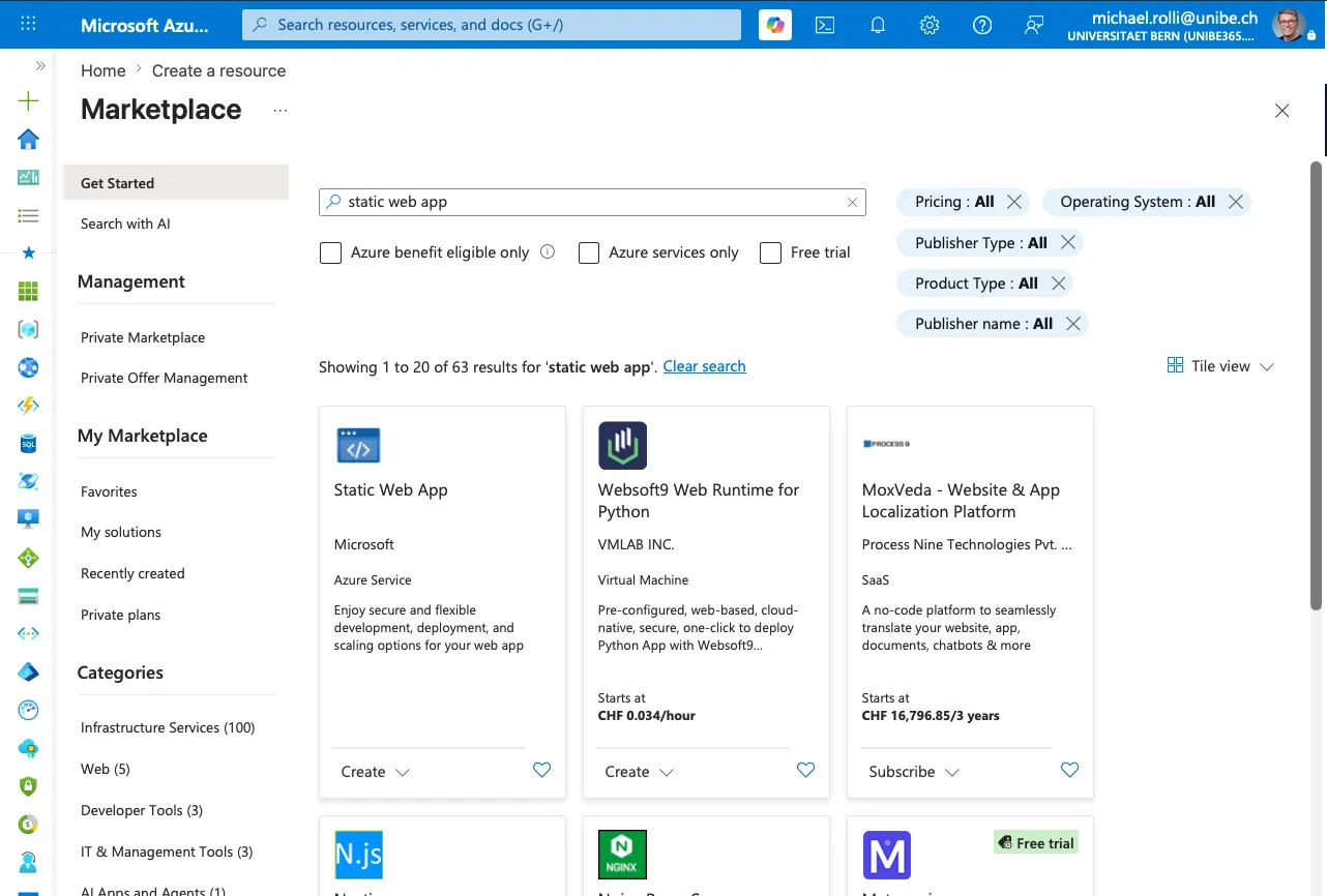 Marketplace selection