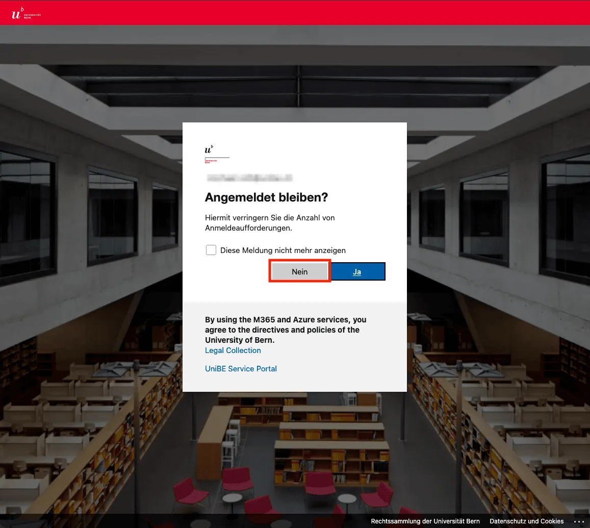 Dialog Angemeldet bleiben