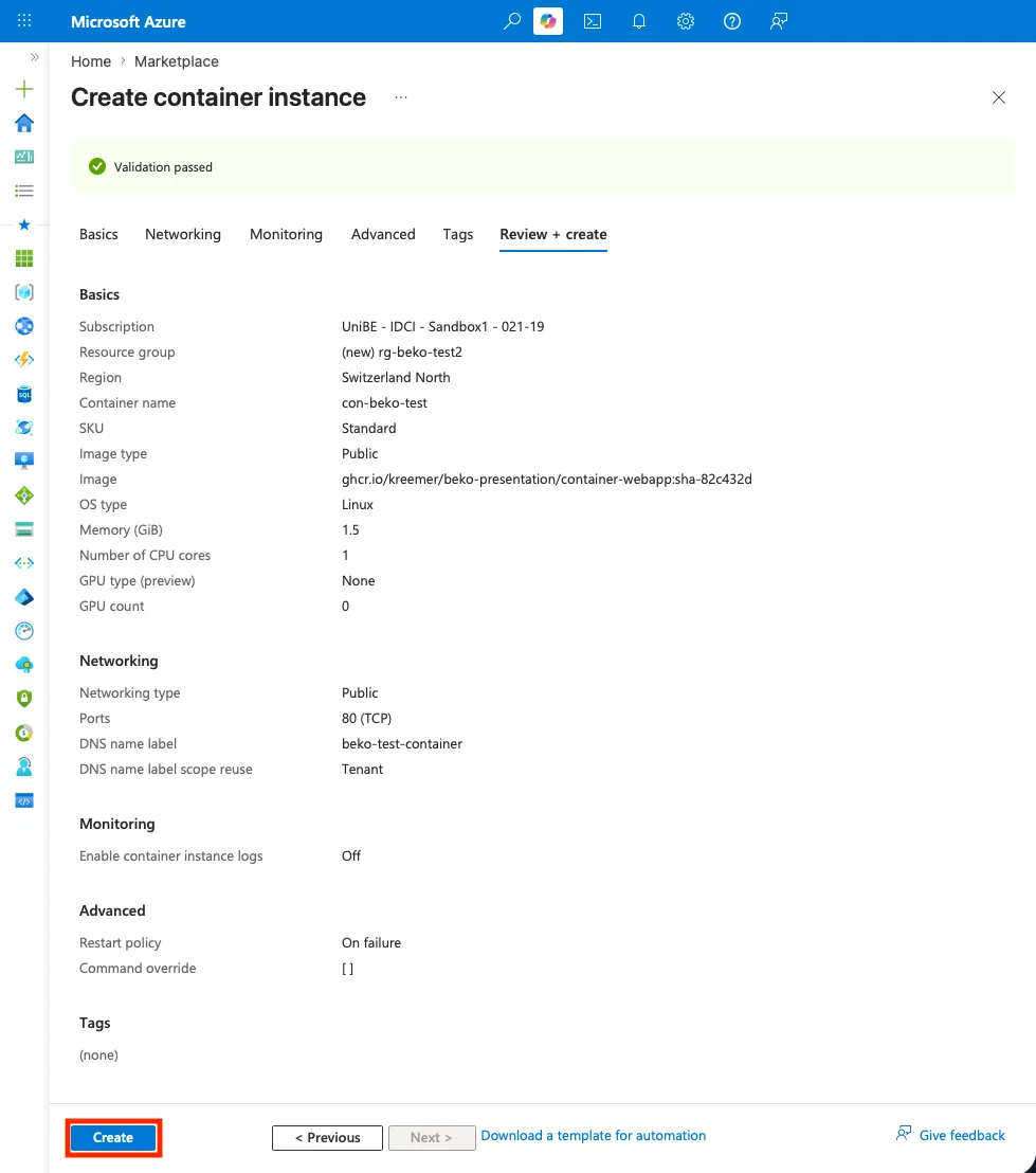 Review and create