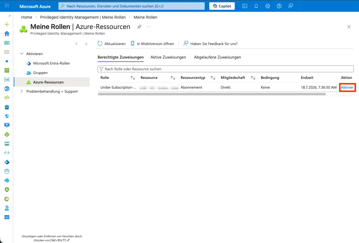 PIM My Azure Roles