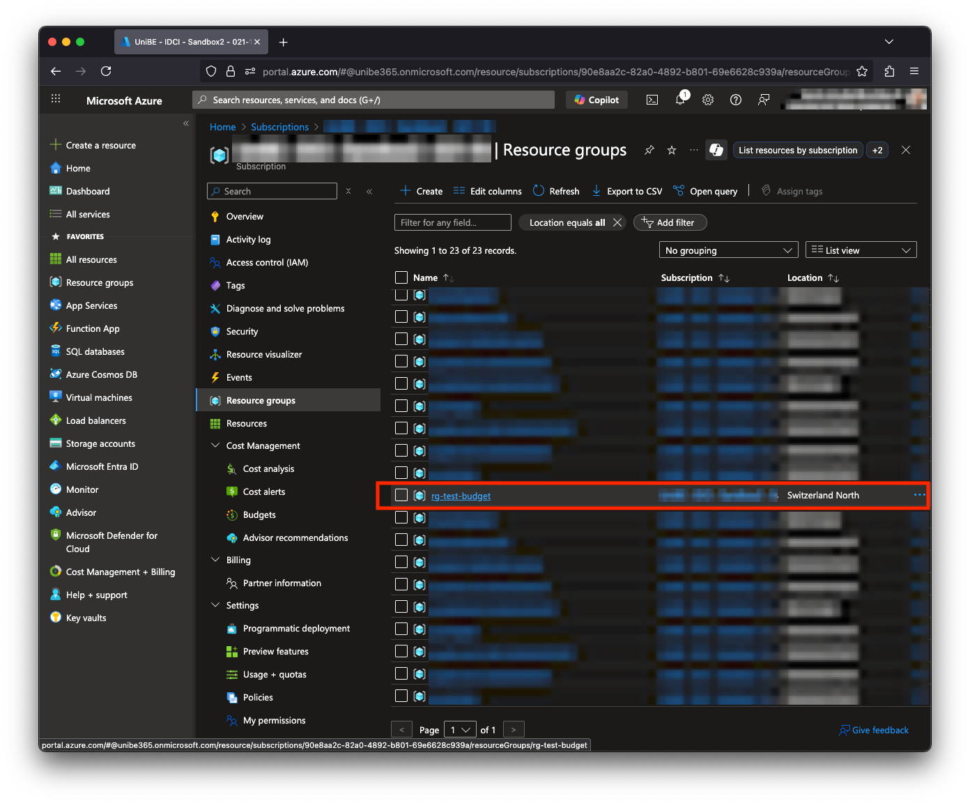 Azure Resource Group Auswählen