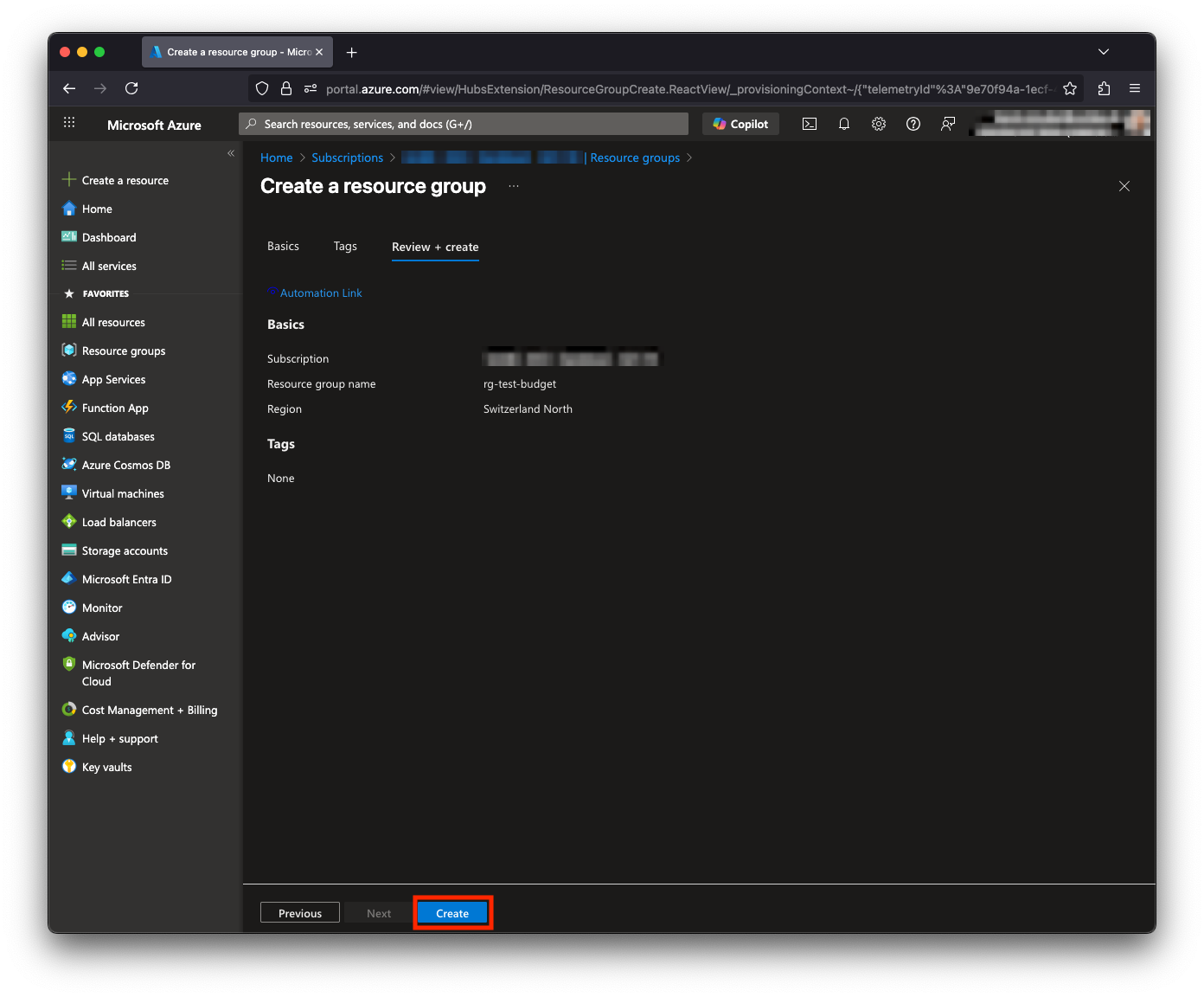 Azure Resource Group Abschluss