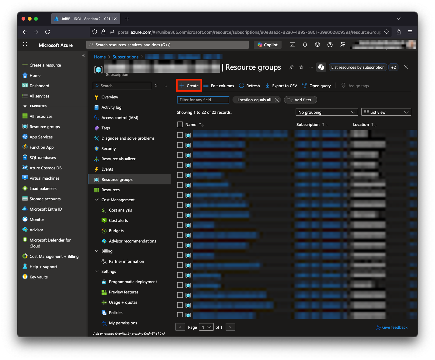 Azure Resource Group Create