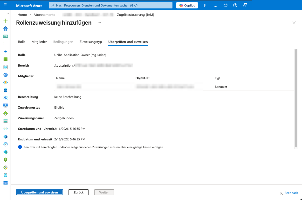 Typ des Assignments auswählen
